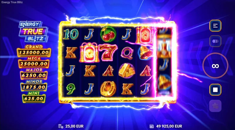 Energy True Blitz - tabella dei pattern nel gioco base