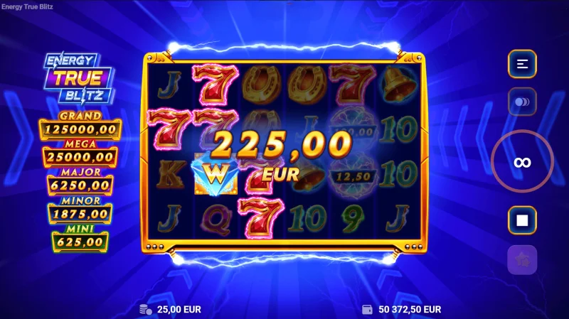 Energy True Blitz - vincita sui simboli Cash raccolti