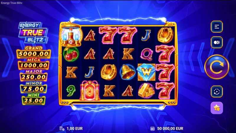 Energy True Blitz - schermata di gioco con rulli 6x4